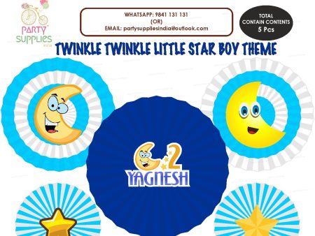 Twinkle Twinkle Little Star Boy Theme Paper Fan For Cheap