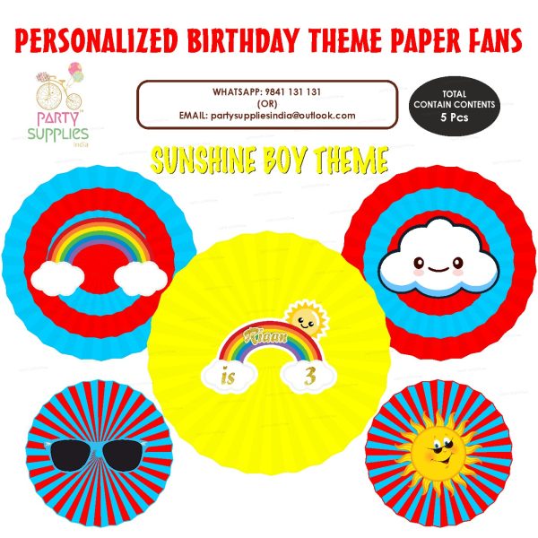 Sunshine Theme Boy Paper Fan Supply