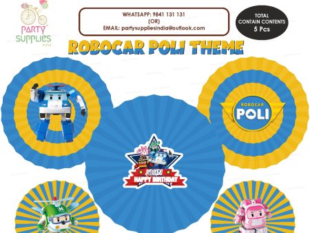 Robo poli Theme Paper Fan For Cheap