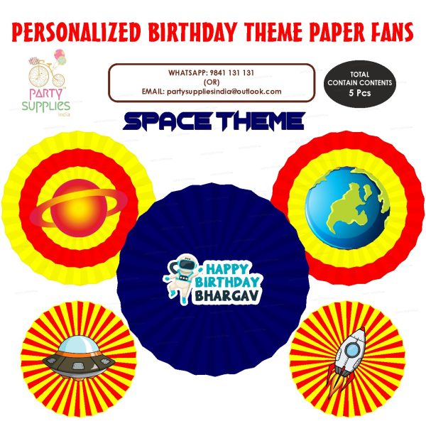 Space Theme Paper Fan Cheap