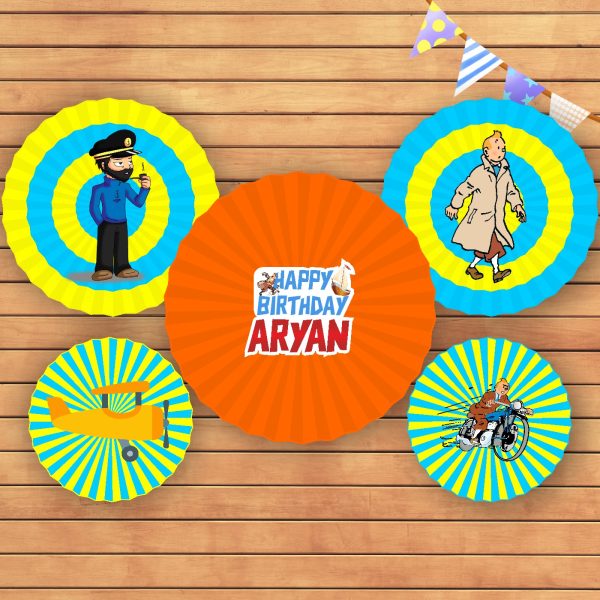 Tin Tin Theme Paper Fan Online Hot Sale