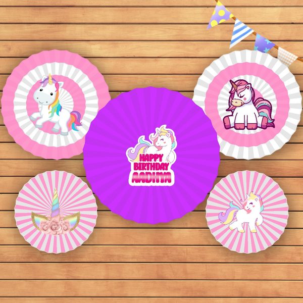 Unicorn Theme Paper Fan Cheap