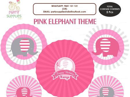 Pink Elephant Theme Paper Fan Online now