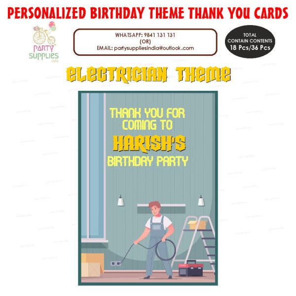 Electrician Theme Thank You Card Online Hot Sale