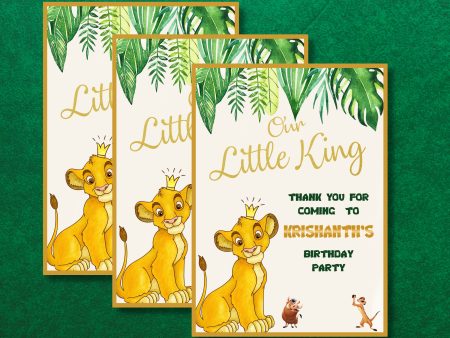 Lion King Theme Thank You Card on Sale