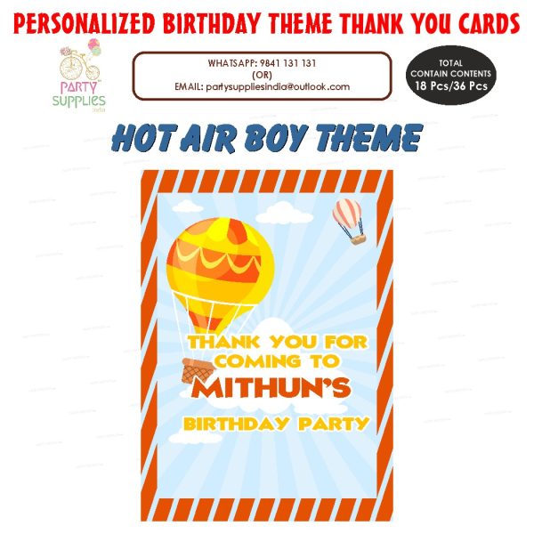 Hot Air Theme Boy Thank You Card Discount