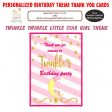 Twinkle Twinkle Little Star Girl Theme Thank You Card Supply