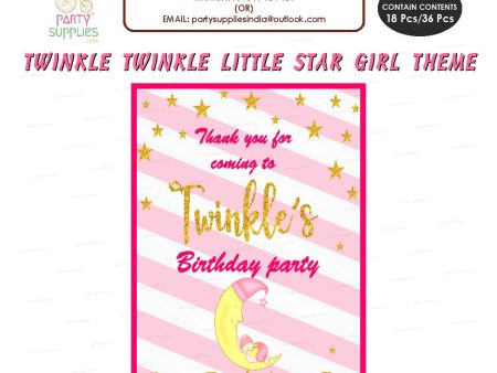 Twinkle Twinkle Little Star Girl Theme Thank You Card Supply