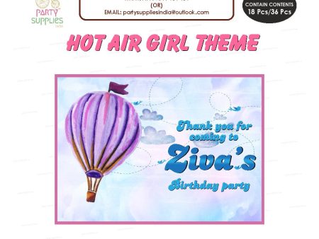 Hot Air Theme Girl Thank You Card For Discount