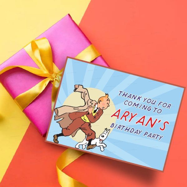 Tin Tin Theme Thank You Card Online