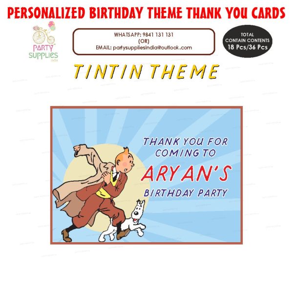 Tin Tin Theme Thank You Card Online