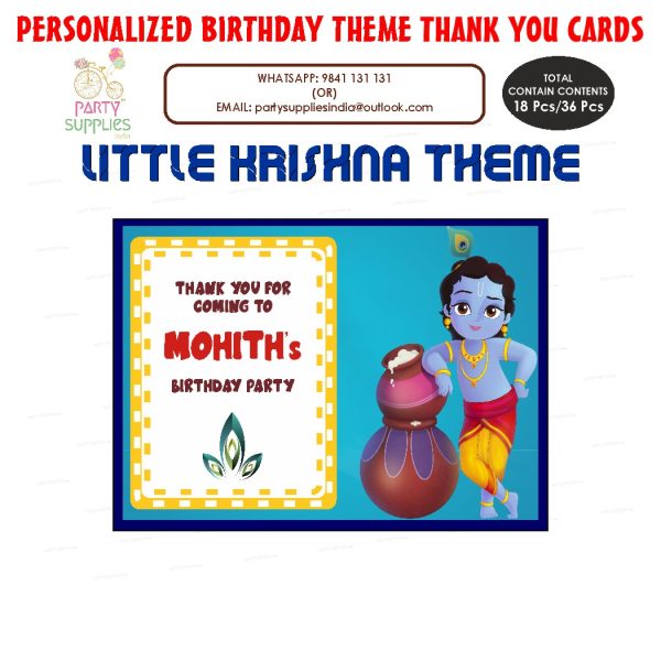 Little Krishna Theme Thank You Card Online