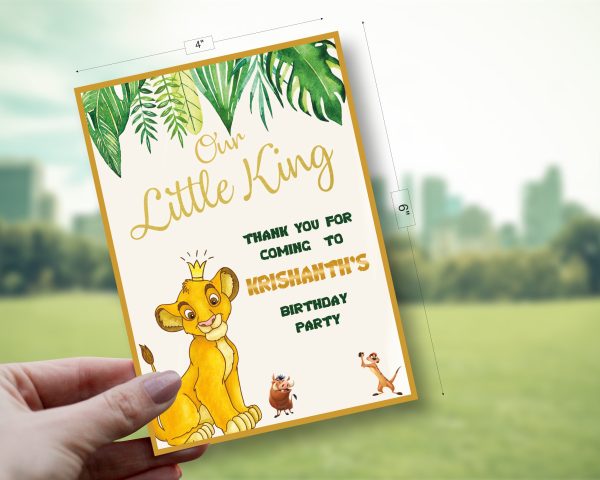 Lion King Theme Thank You Card on Sale