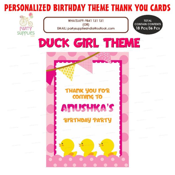 Duck Theme Girl Thank You Card Online Sale