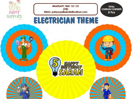 Electrician Theme Paper Fan Sale