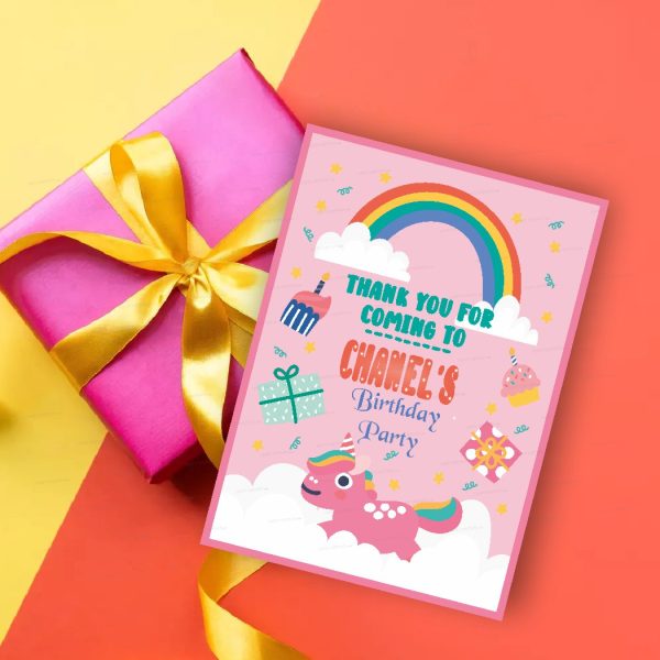 Unicorn Theme Thank You Card Online now