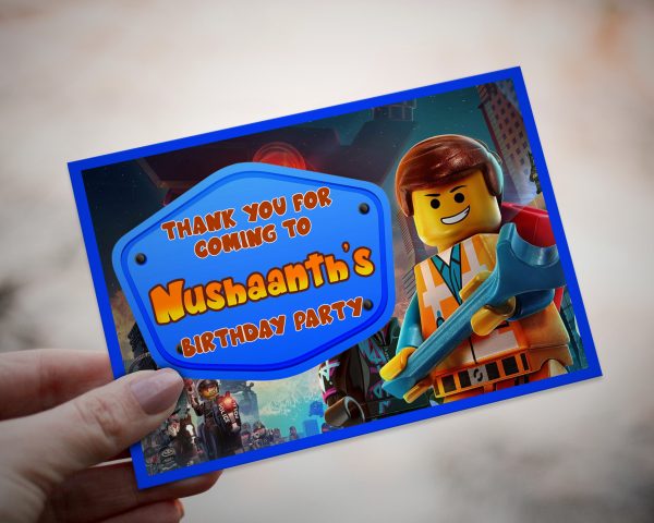 Lego Theme Thank You Card Supply